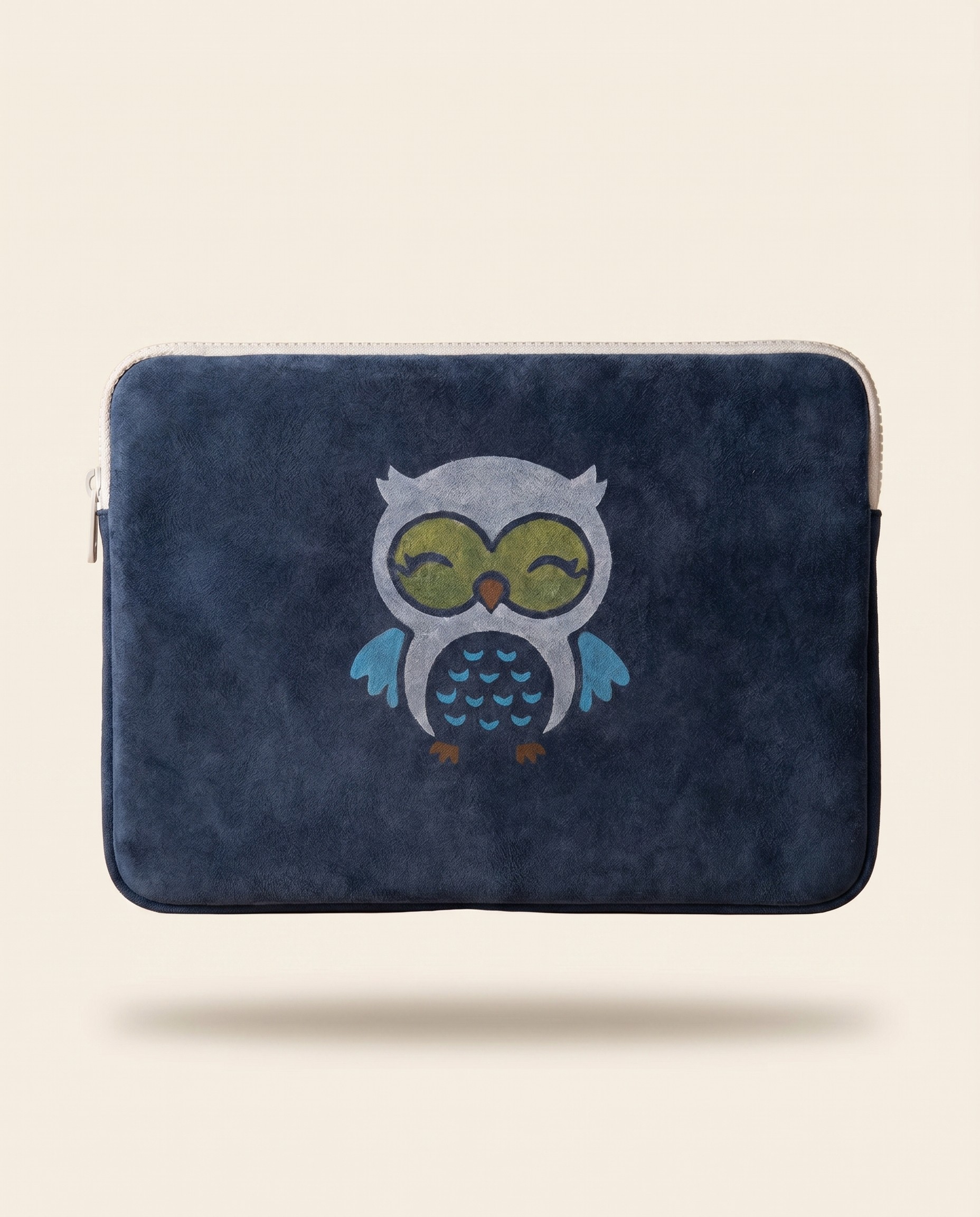 Hand-finished leather laptop sleeve for a 13 to 14 inch laptop
