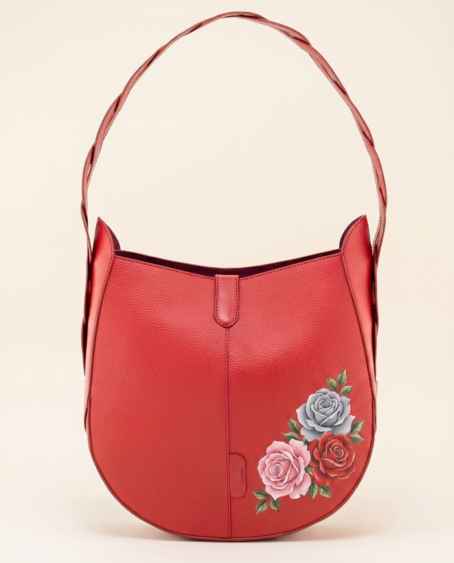 Shoulder bag with hand-painted roses